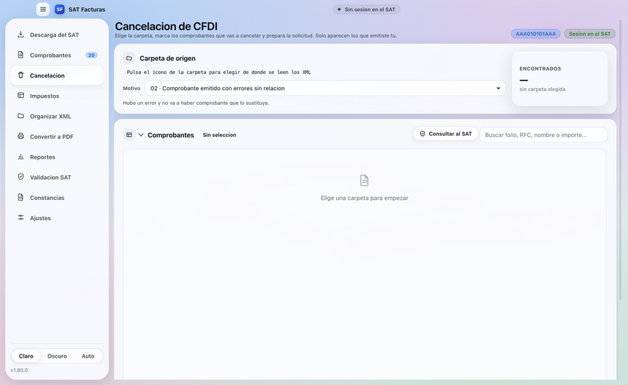 Cancelación de CFDI en SAT Facturas